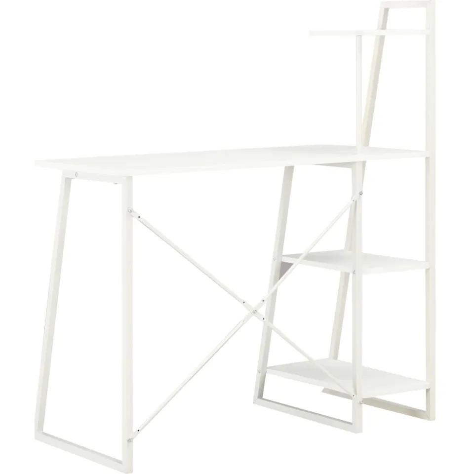 vidaXL Bureau met schappen 102x50x117 cm wit, foto 3