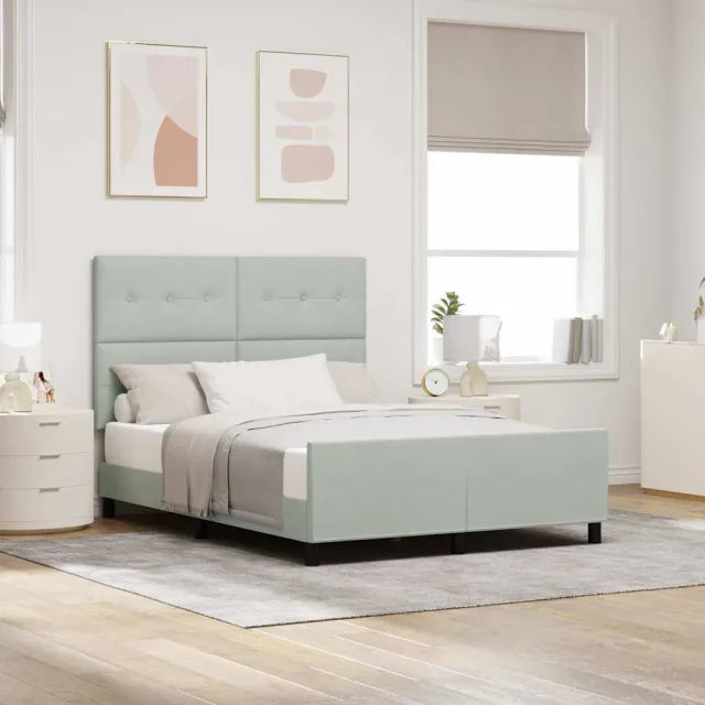 vidaXL Boxspringbed met hoofdeinde Lichtgrijs 140 x 200 cm Fluweel