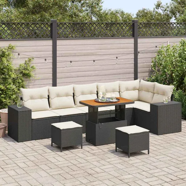 vidaXL Tuin Sofa Set 9 st Zwart poly rattan, foto 2