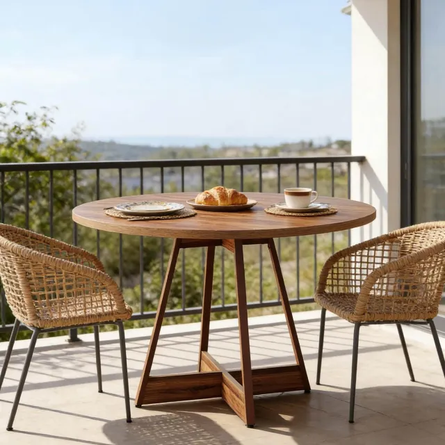 COVREO Eettafel 100 x 75 cm bruin, van MDF met ronde vorm voor 4 personen Brown