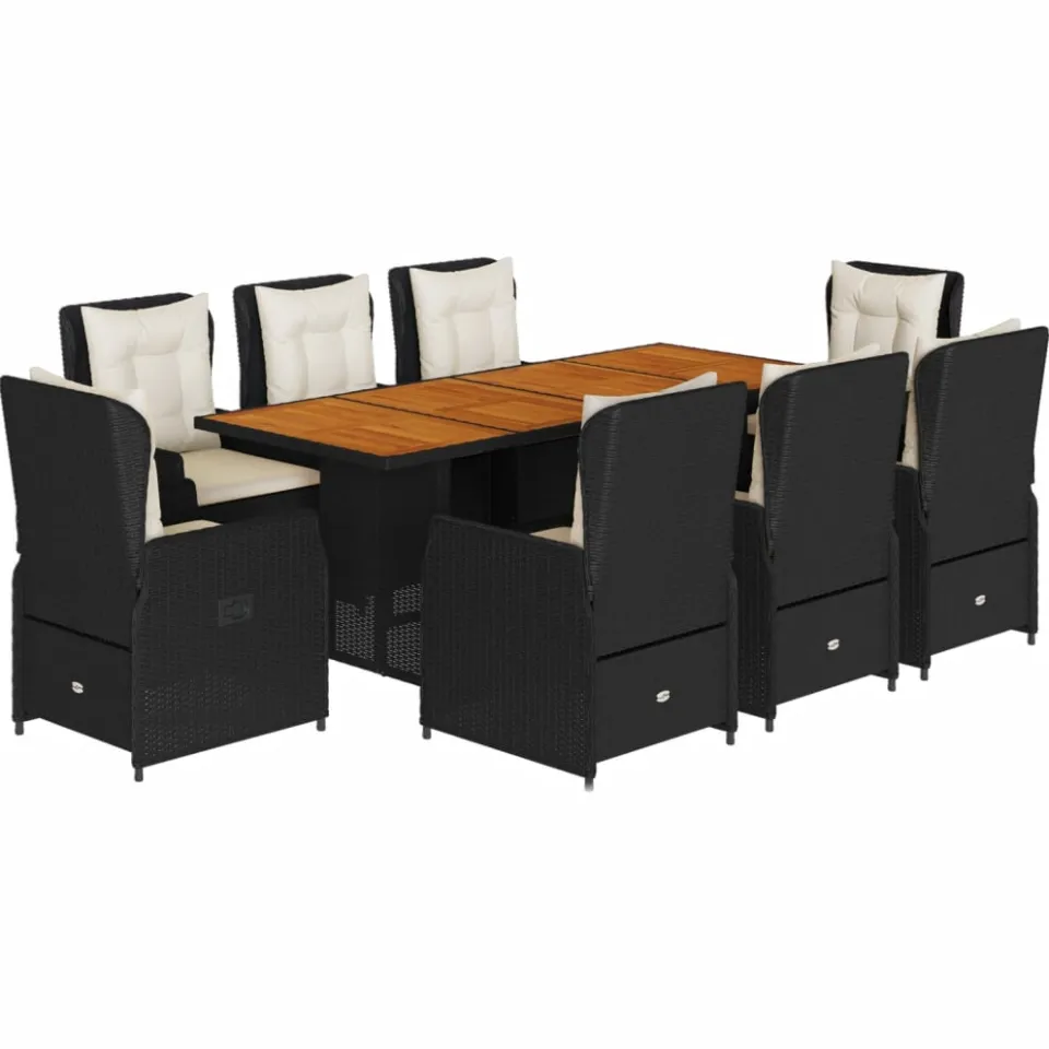 vidaXL 9-delige Tuinset poly rattan zwart, foto 3