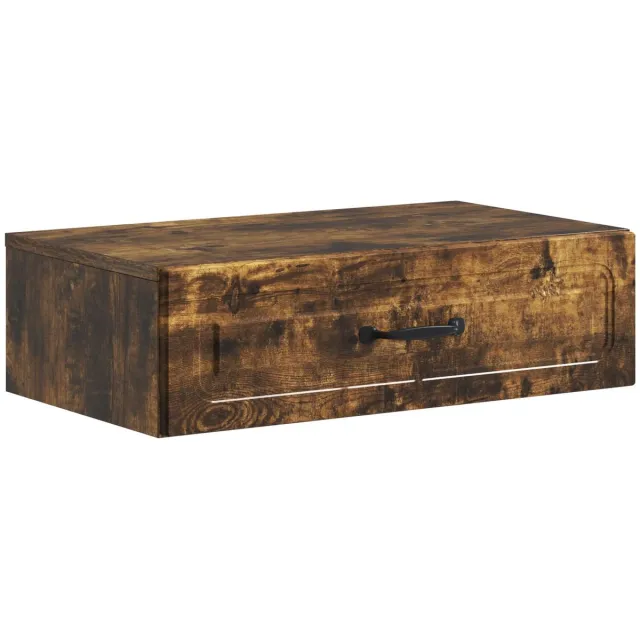 vidaXL Wandgemonteerde - Zijtafel - 59 - x - 34,5 - x - 17 - cm - Bewerkt - hout Gerookt eiken