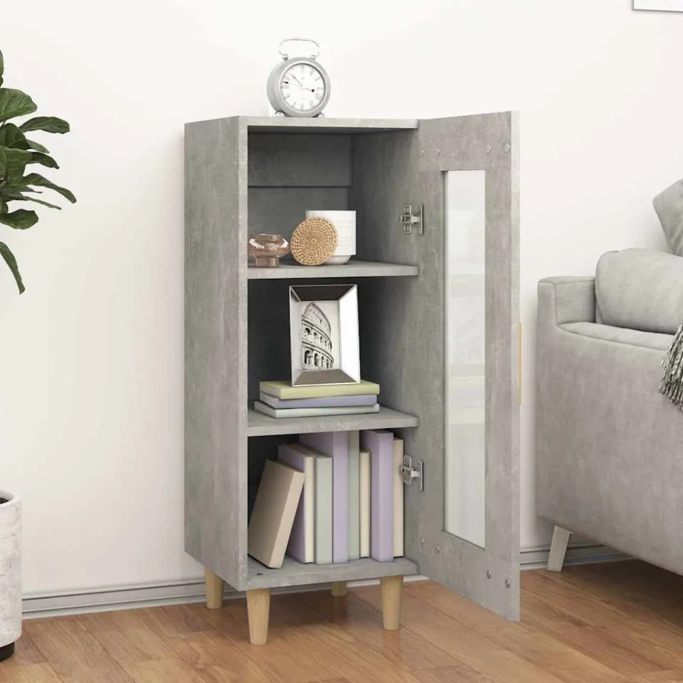vidaXL Dressoir 34,5x34x90 cm bewerkt hout betongrijs grijs, foto 3