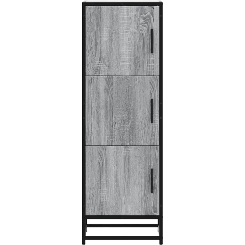 vidaXL Hoge kast 35,5x35x106,5 cm bewerkt hout en metaal grijs sonoma, foto 4