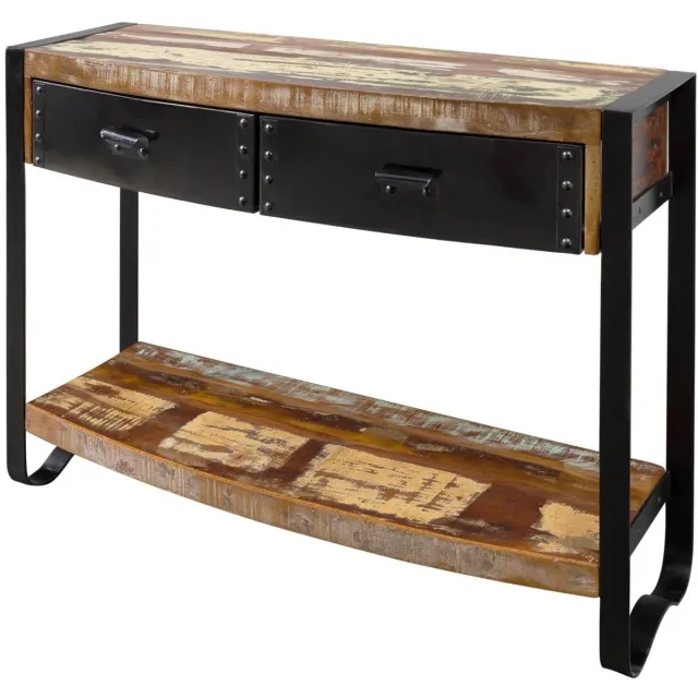 MASSIVMOEBEL24 .DE INDUSTRIAL #08 consoletafel veelkleurig gelakt massief hout sloophout 105x35x80 cm (BxTxH)
