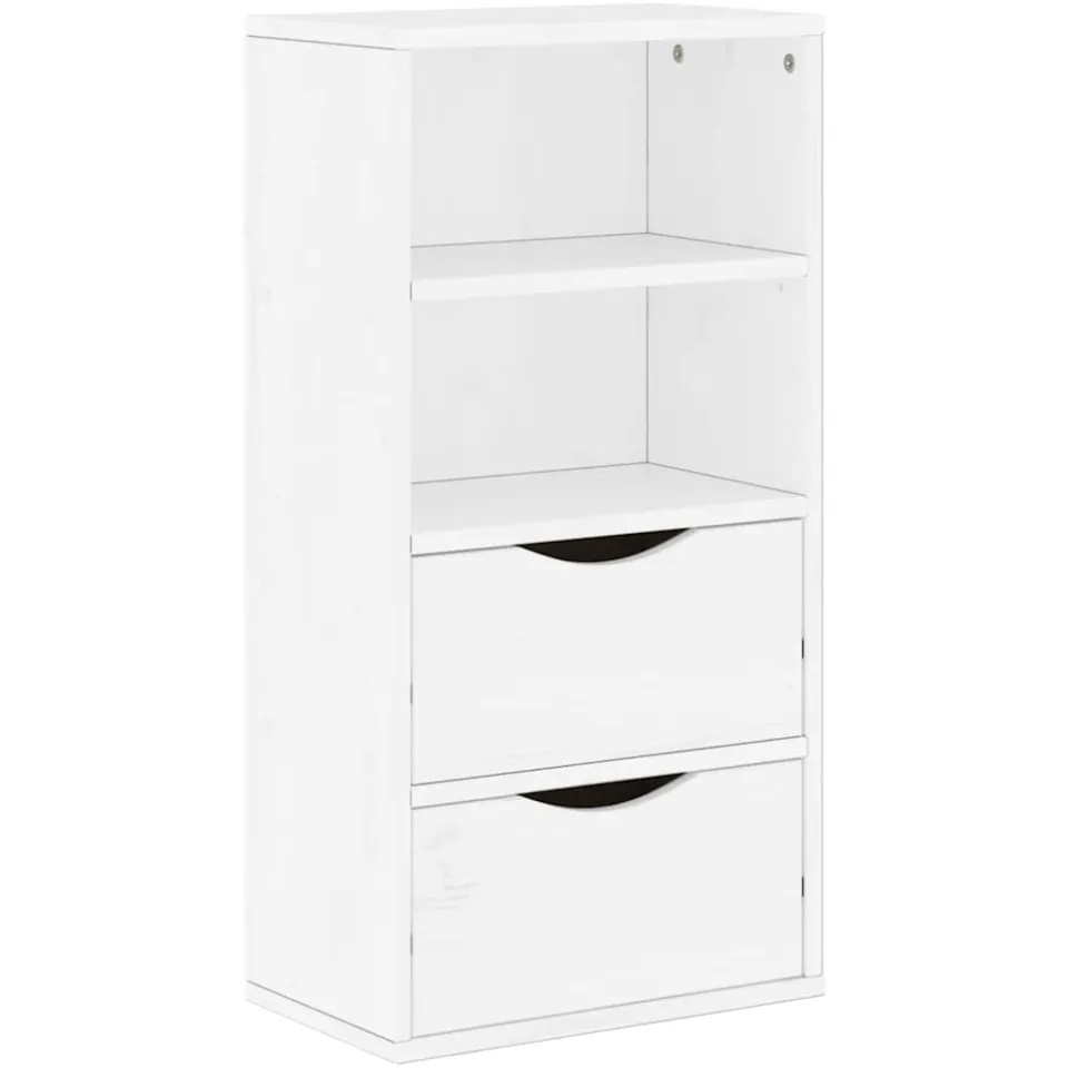 vidaXL Bijzetkast met lades ODDA 40x24x79 cm massief grenenhout wit, foto 3