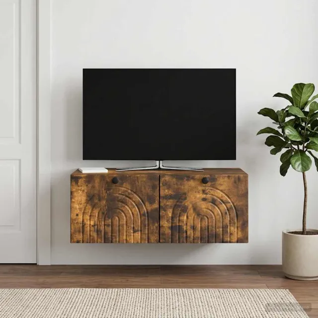 vidaXL Wandbeugel TV-kast Gerookt eiken 78,5 x 41 x 30 cm Bewerkt hout, foto 2