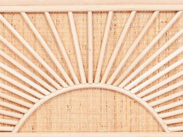 Vente-unique Bankje met opbergruimte in gevlochten rotan met kussen - H 51 x B 91 x D 43 cm - Naturel - SOLEYA