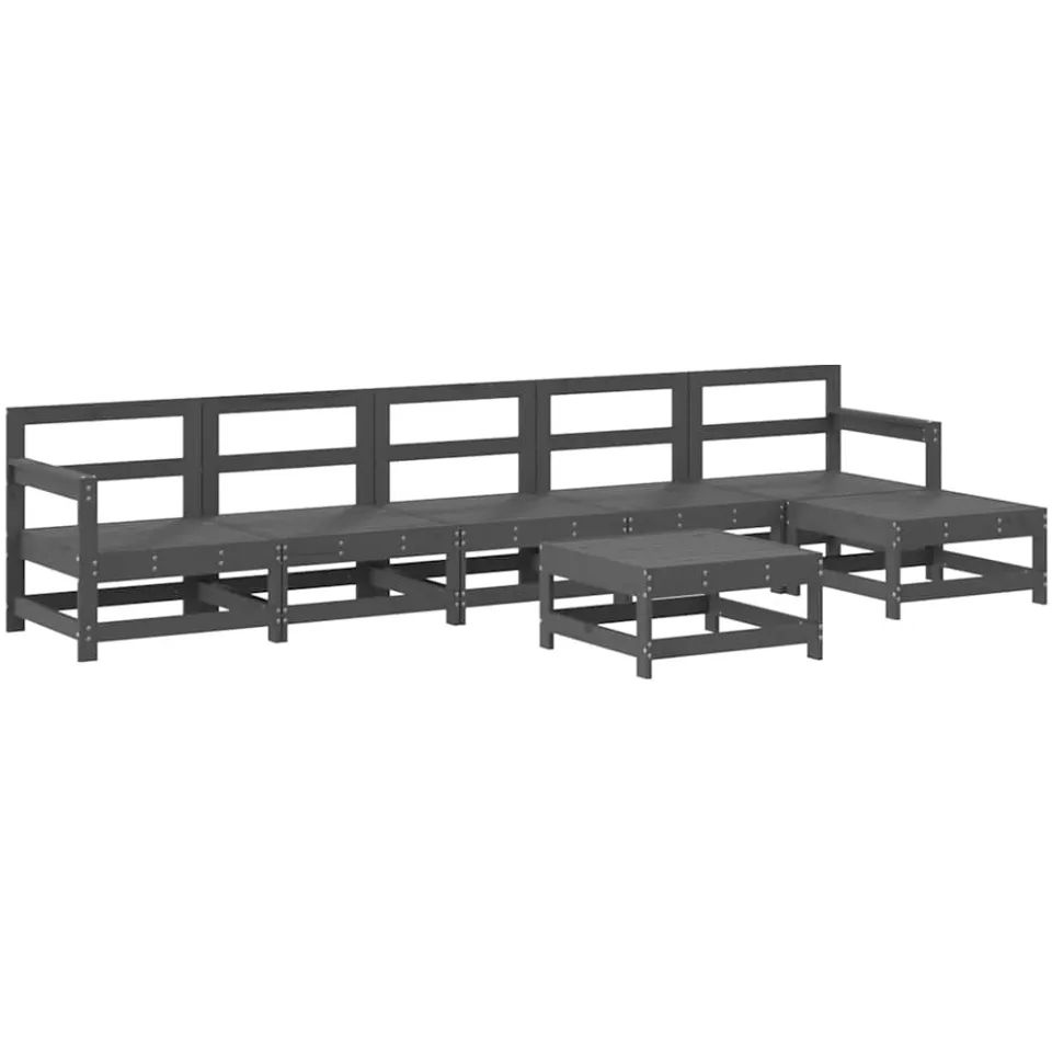 vidaXL 7-delige Loungeset met kussens massief hout grijs