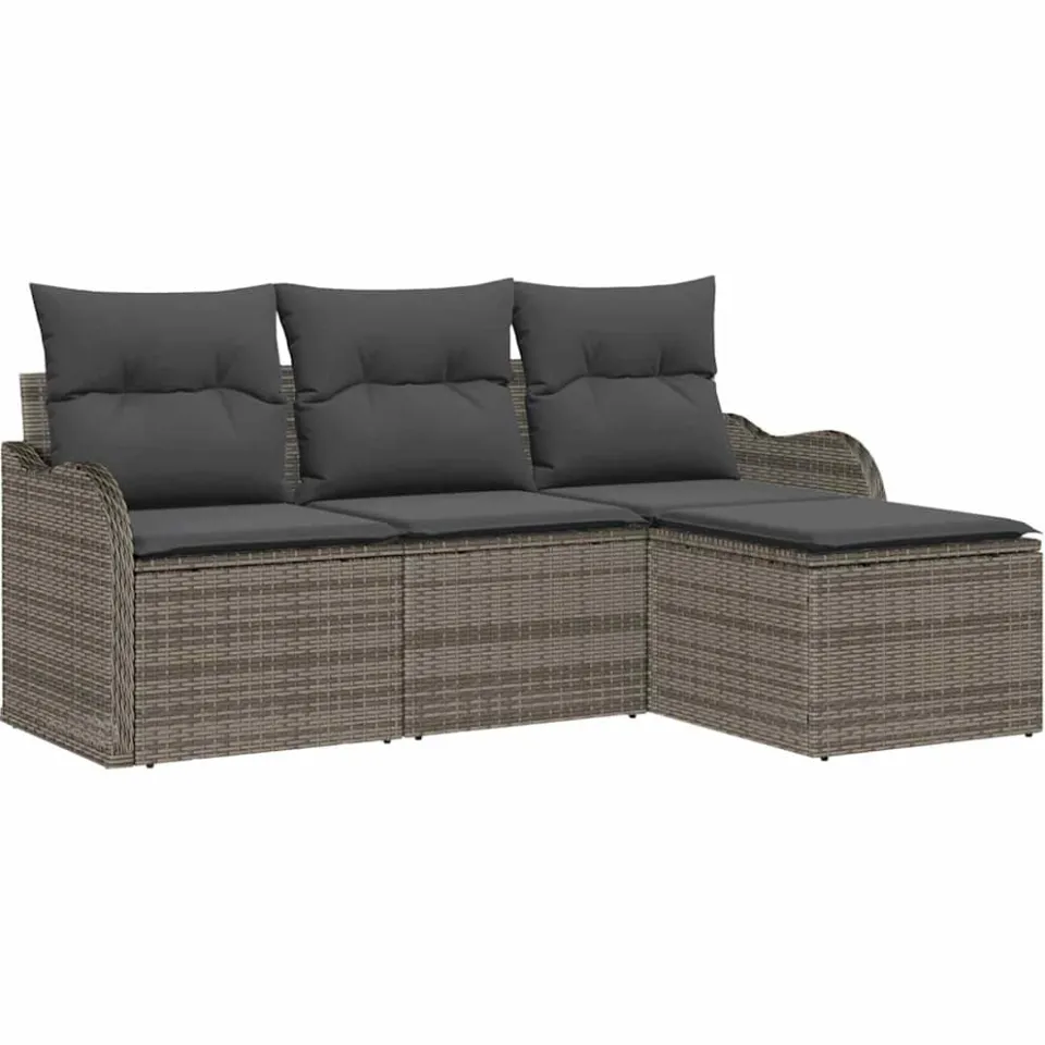 vidaXL Tuin Sofa Set 4 st Grijs poly rattan