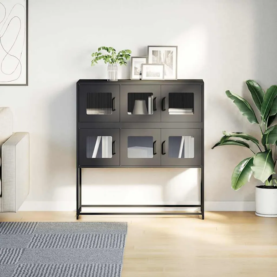vidaXL Dressoir 100,5x39x107 cm koudgewalst staal zwart, foto 3
