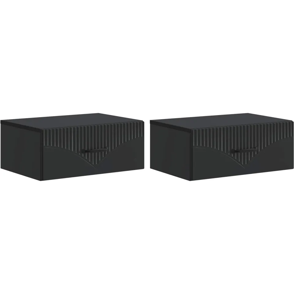 vidaXL Wandbeugel Bedkast 2 st Zwart 49 x 34,5 x 20 cm Bewerkt hout, foto 3
