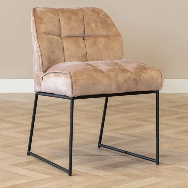 Bronx71 Velvet eetkamerstoel Janna taupe - stoel