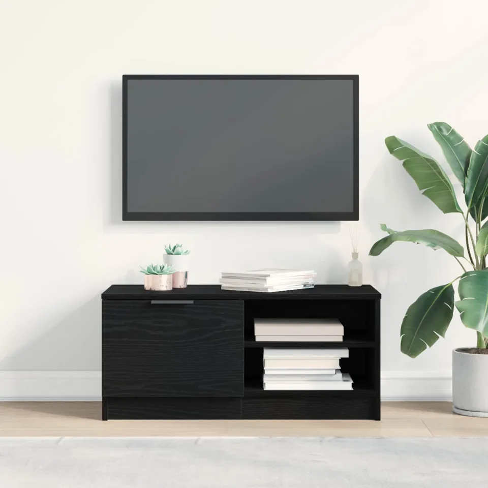 vidaXL TV-kast 80 x 35 x 36,5 cm Zwart Eiken Bewerkt hout, foto 4