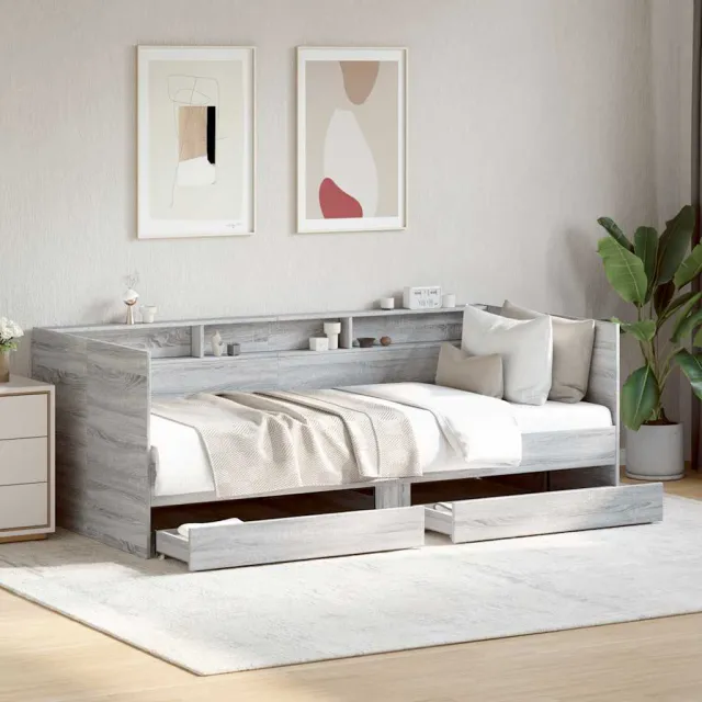 vidaXL Slaapbank met lades zonder matras 100x200 cm grijs sonoma eiken