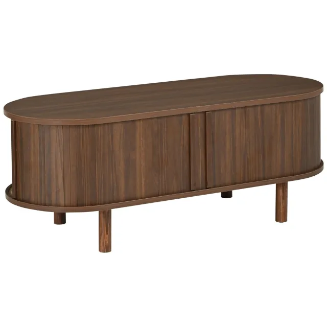SONNENH Salontafel - Lamellenfront en houten poten - 100 x 40 x 38 cm - Walnootlook