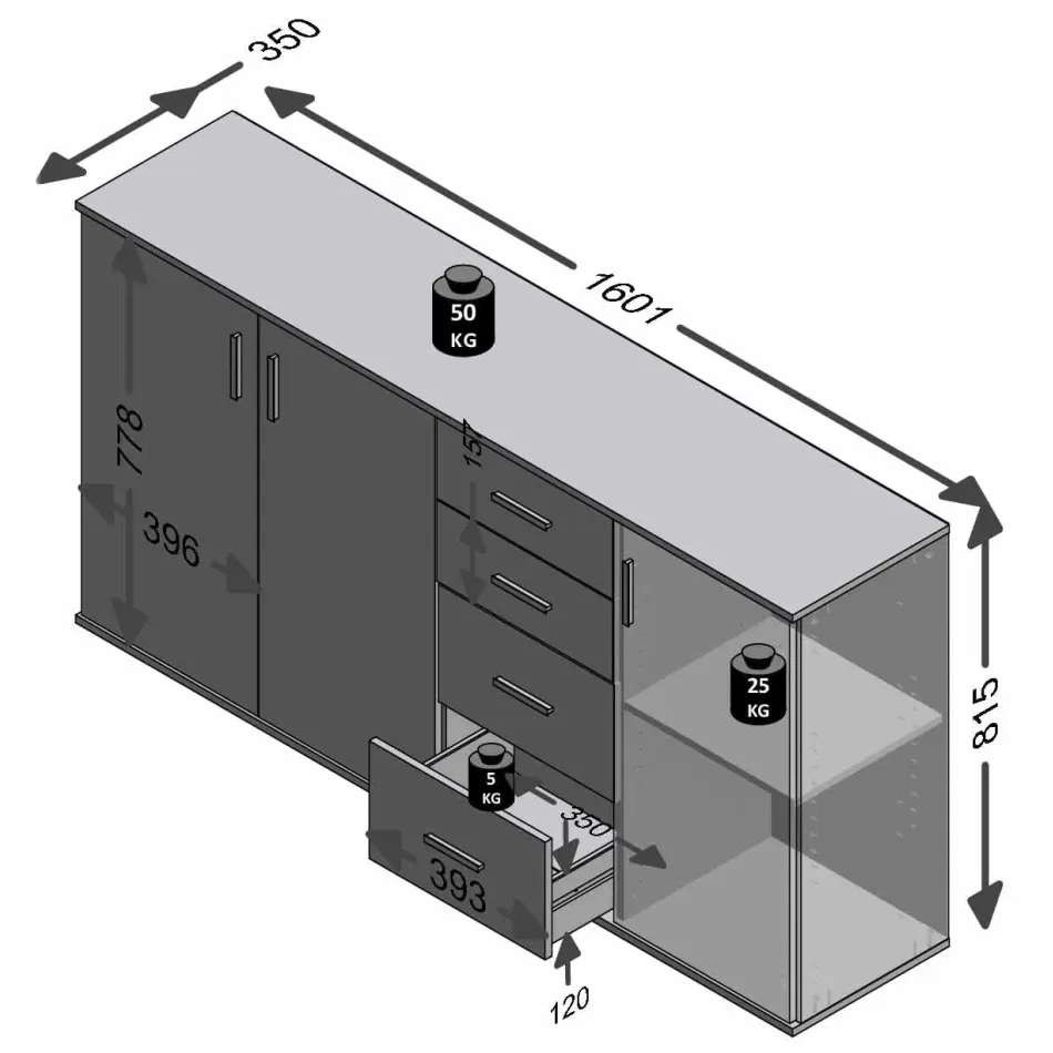 Dressoir Ares beton grijs wit, foto 4