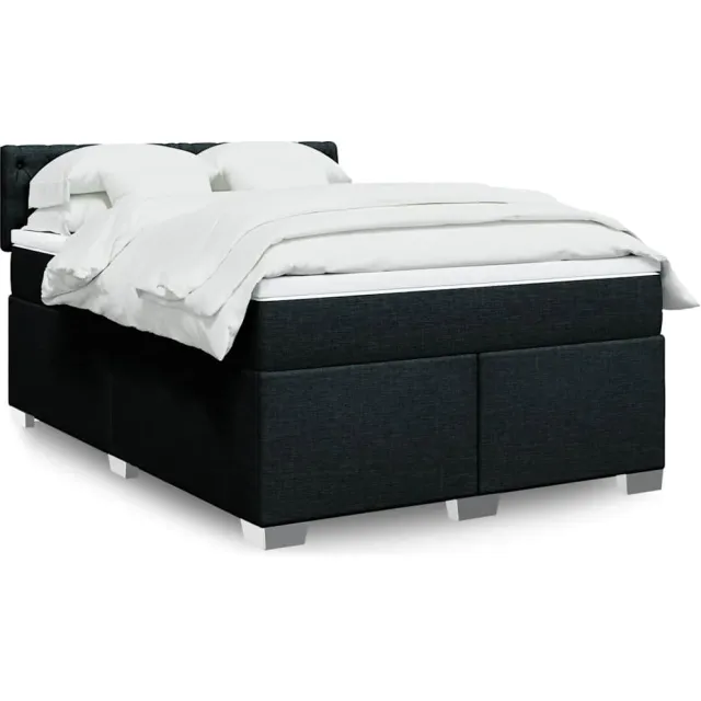 vidaXL Boxspring met matras stof zwart 160x200 cm