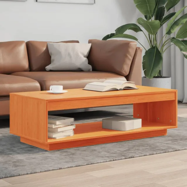 vidaXL Salontafel 110x50x33,5 cm massief grenenhout wasbruin bruin, foto 2