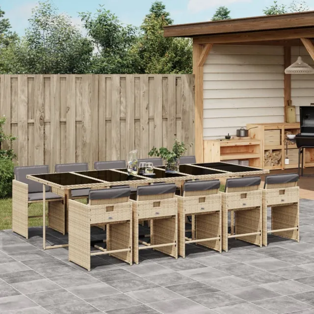 vidaXL 11-delige Tuinset met kussens poly rattan gemengd beige, foto 2
