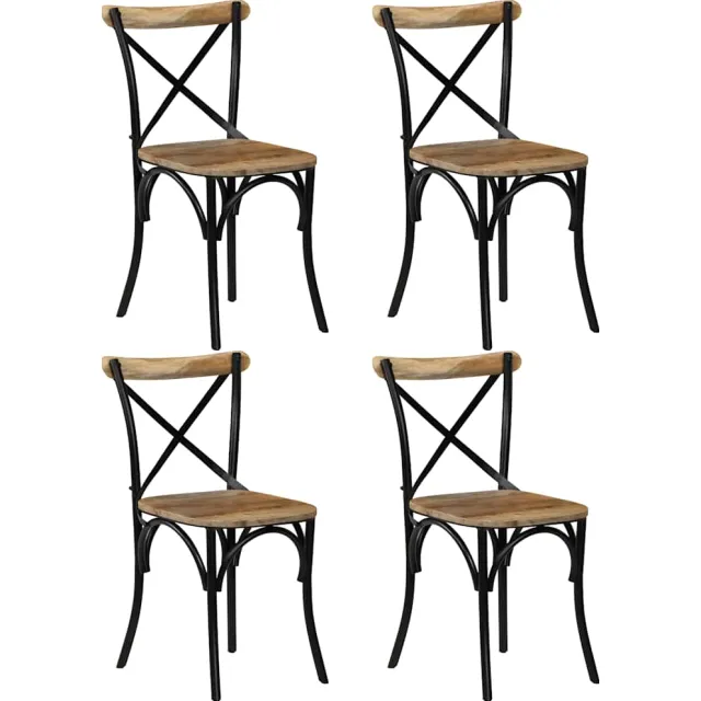 vidaXL Kruisstoelen 4 st massief mangohout zwart