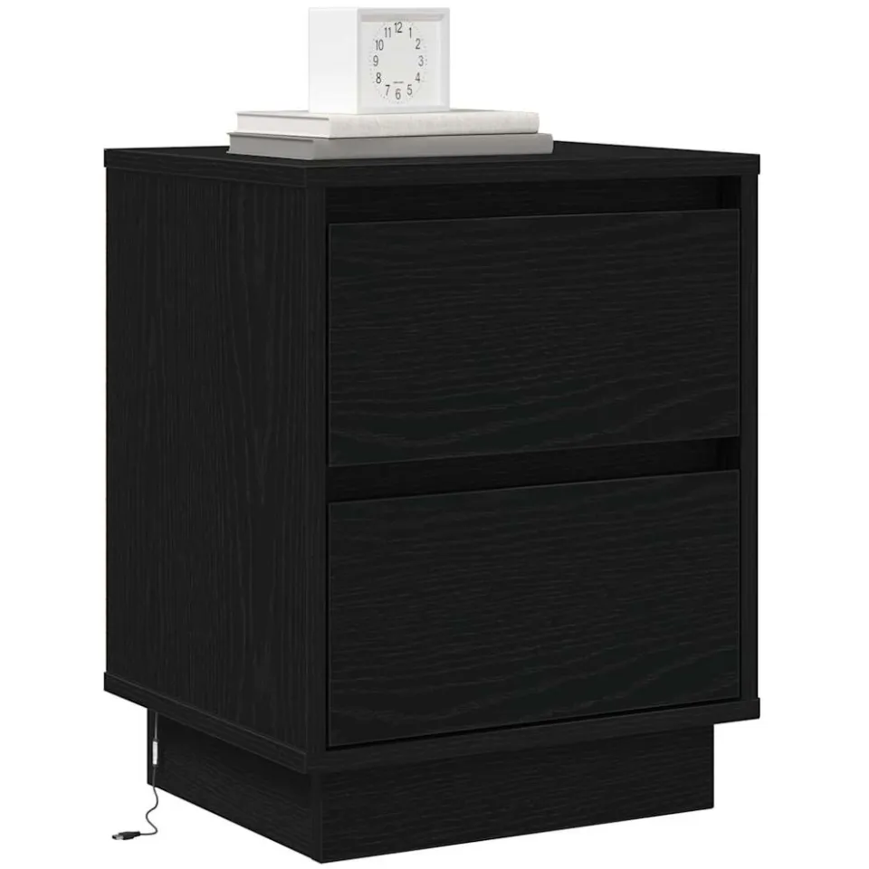 vidaXL Nachtkastje 2 st Zwart Eiken 39 x 34,5 x 50 cm Bewerkt hout