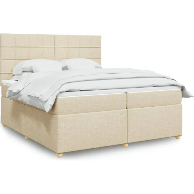 vidaXL Boxspring met matras stof crèmekleurig 200x200 cm