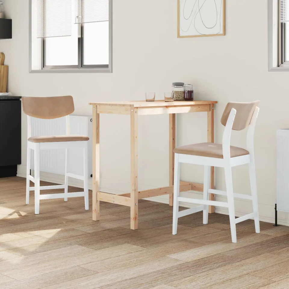 vidaXL Eettafelstoelen 2 st Massief Rubberhout Wit 48 x 49 x 95 cm, foto 3