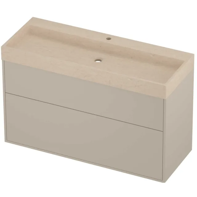 Proline Evoli Badmeubelset Hardsteen Loft 1 Kraangat 120x46x75 cm Sand Stone Soft Linen Beige