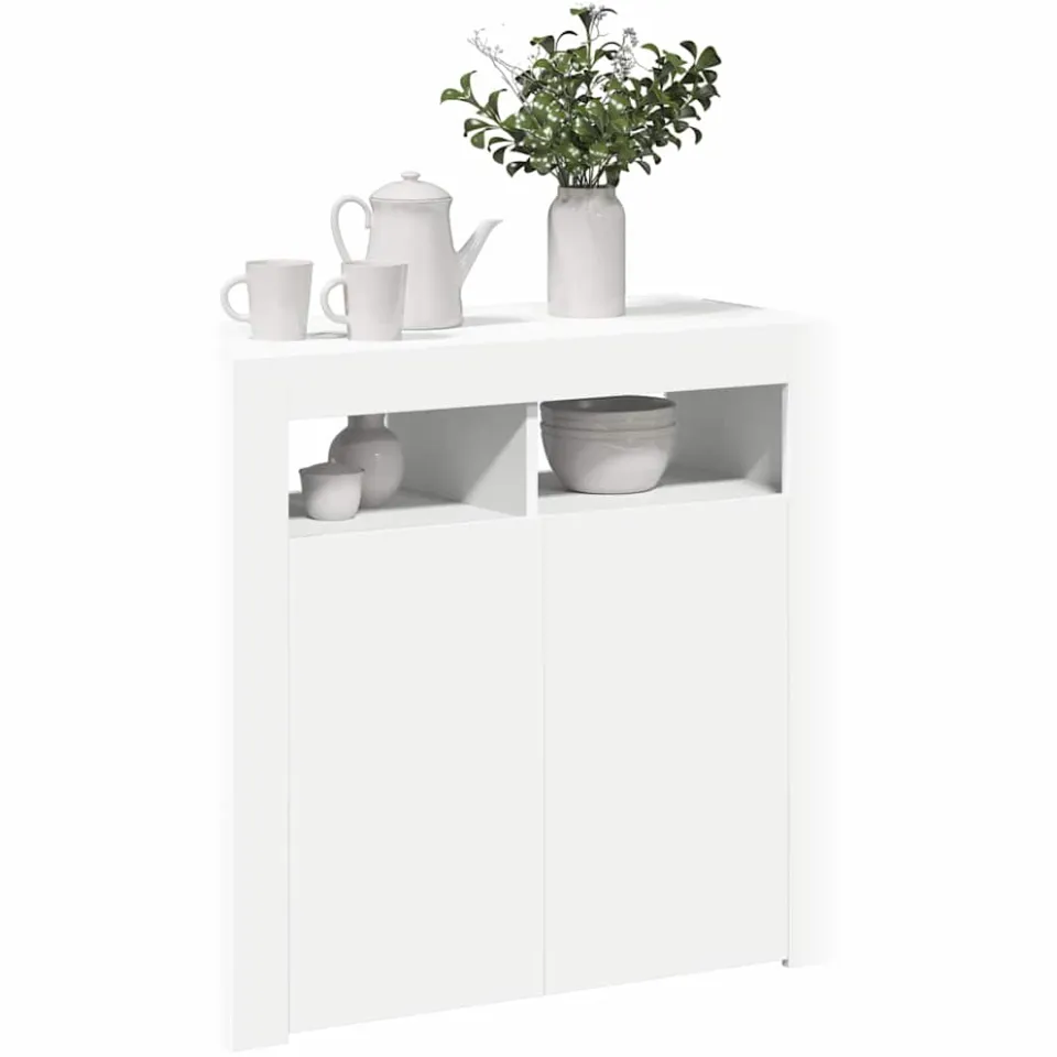 vidaXL Dressoir met LED-verlichting 80x35x75 cm wit, foto 3