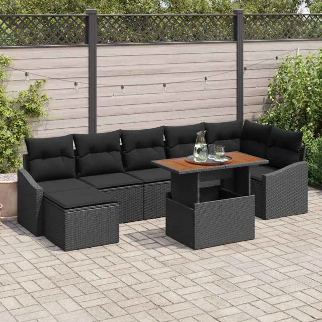 vidaXL Tuin Sofa Set 8 st Zwart Poly riet, foto 2