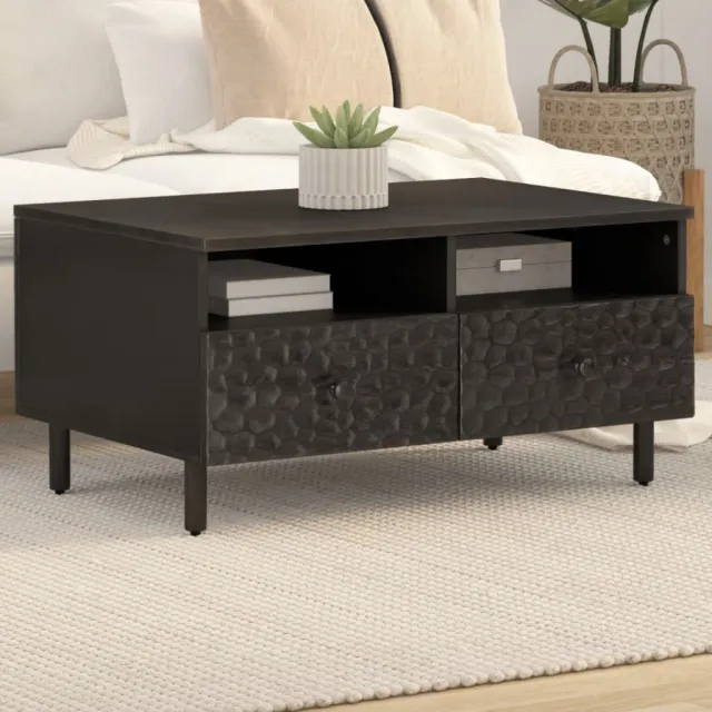 vidaXL Salontafel 80x54x40 cm massief mangohout zwart