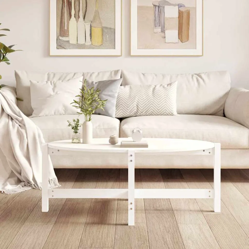 vidaXL Salontafel 118x63x45 cm massief grenenhout wit, foto 3
