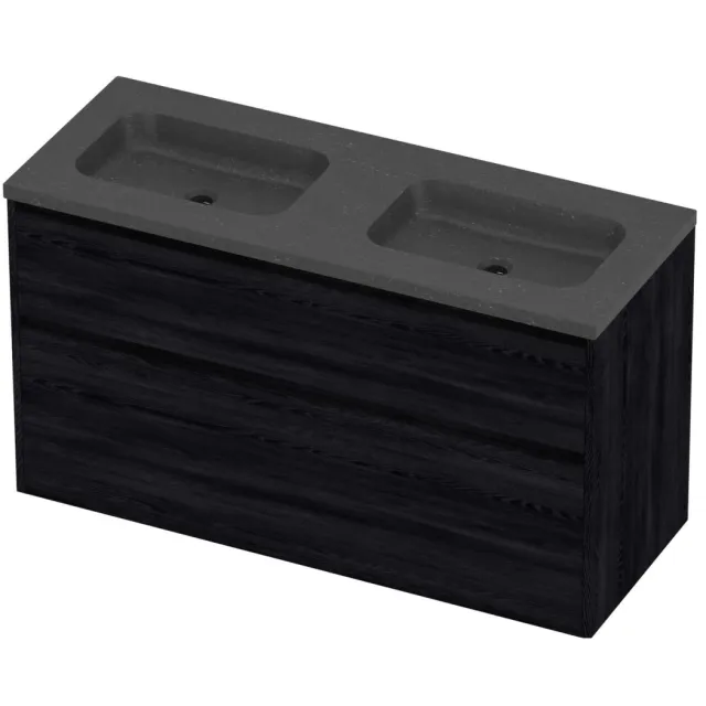 Proline Rollo Badmeubelset Hardsteen Elegant Dubbel 120x46x67 cm Blue Stone Black Oak