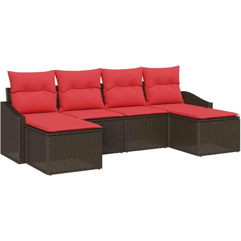 vidaXL Bankstel 6 st Bruin poly rattan