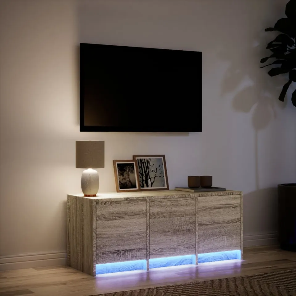 vidaXL Tv-meubel met LED 97x34x40 cm bewerkt hout sonoma eikenkleurig, foto 4