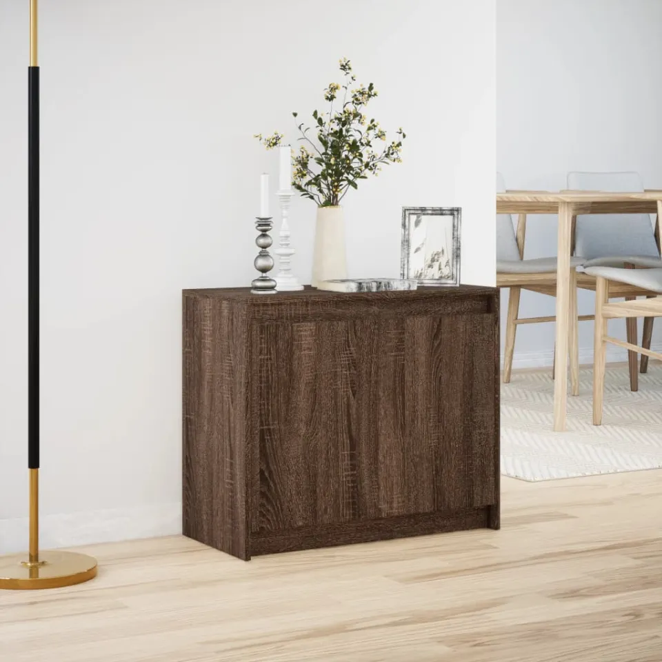 vidaXL Dressoir met LED 72x34x61 cm bewerkt hout bruin eikenkleur, foto 3