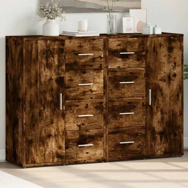 vidaXL Dressoirs 2 st 60x31x84 cm bewerkt hout gerookt eikenkleurig Bruin