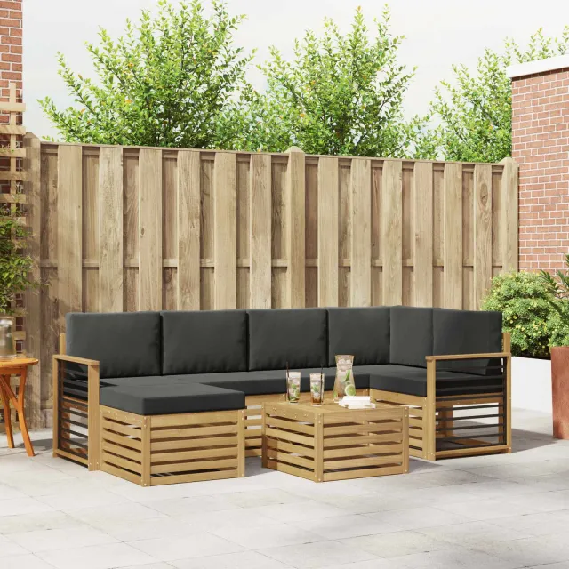 vidaXL Buiten bankenset 7 st 5-zits Wit en antracietkleurig Polyester