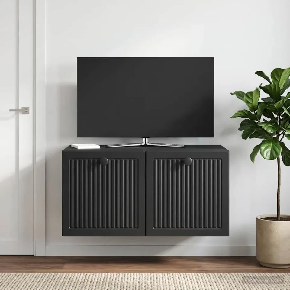 vidaXL Wandbeugel TV-kast Zwart 59,5 x 41 x 30 cm Bewerkt hout, foto 4