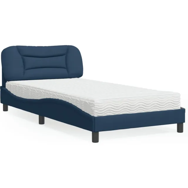 vidaXL Bed met matras "Hvar" stof blauw 100x200 cm