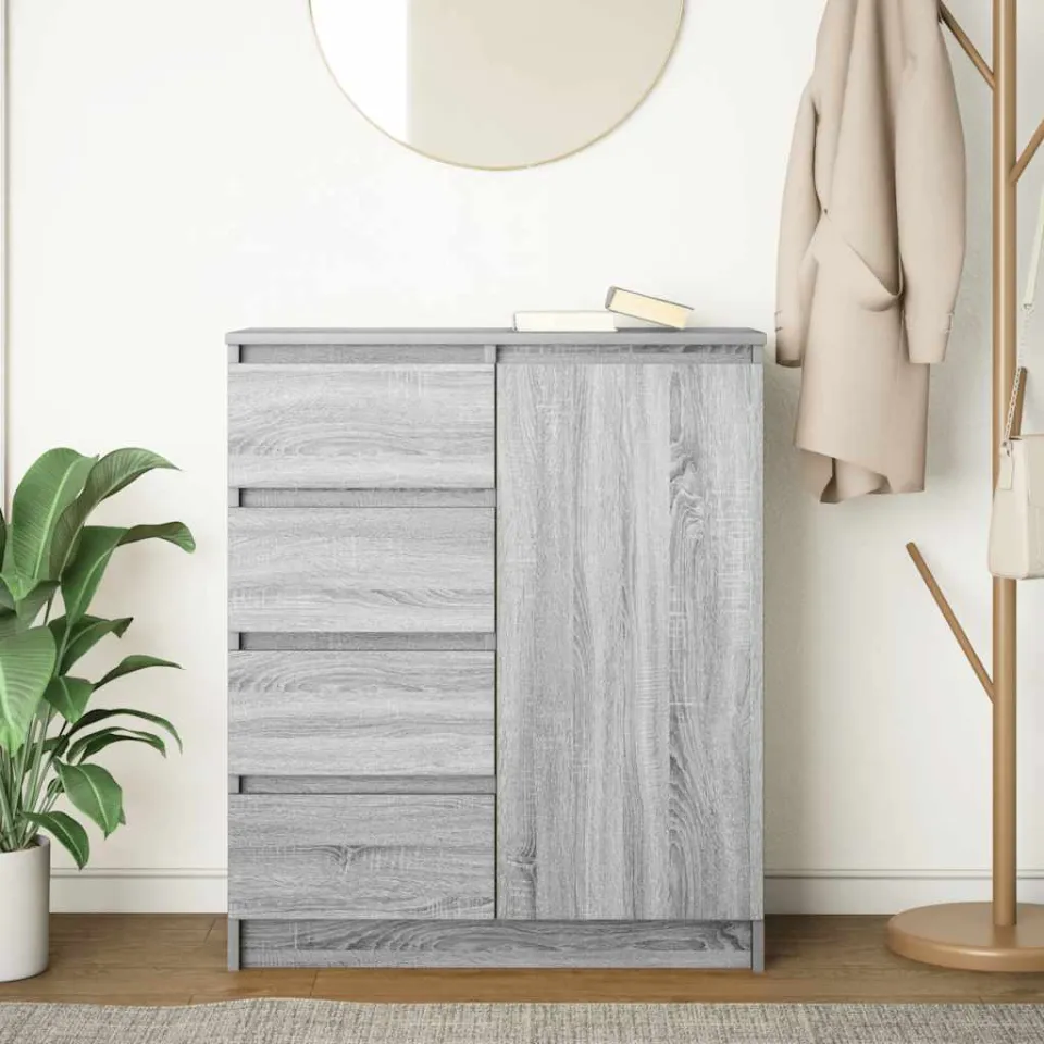 vidaXL Dressoir met lades 71x35x84 cm spaanplaat grijs Sonoma, foto 3