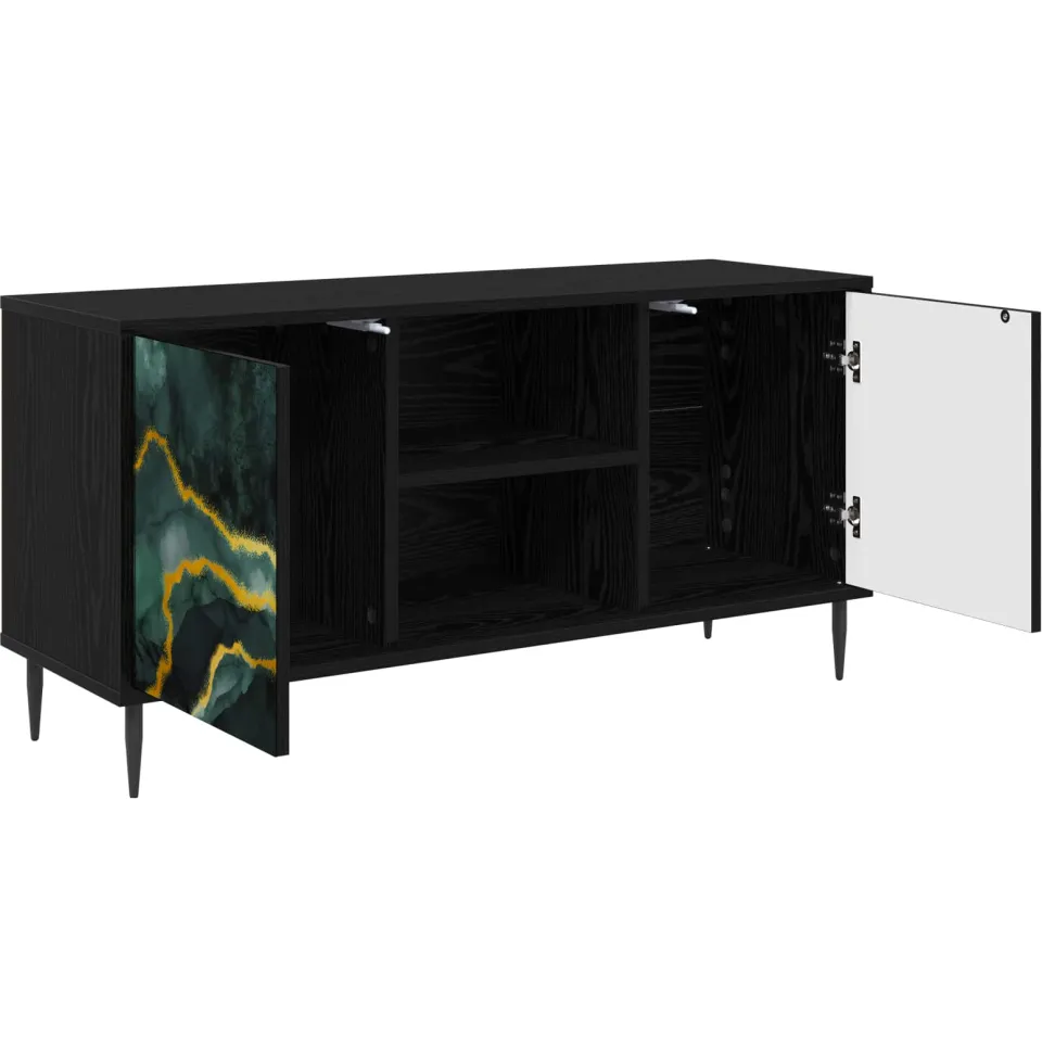 vidaXL Tv-meubel WIJHE 102 x 33 x 51 cm Zwart eiken Bewerkt hout