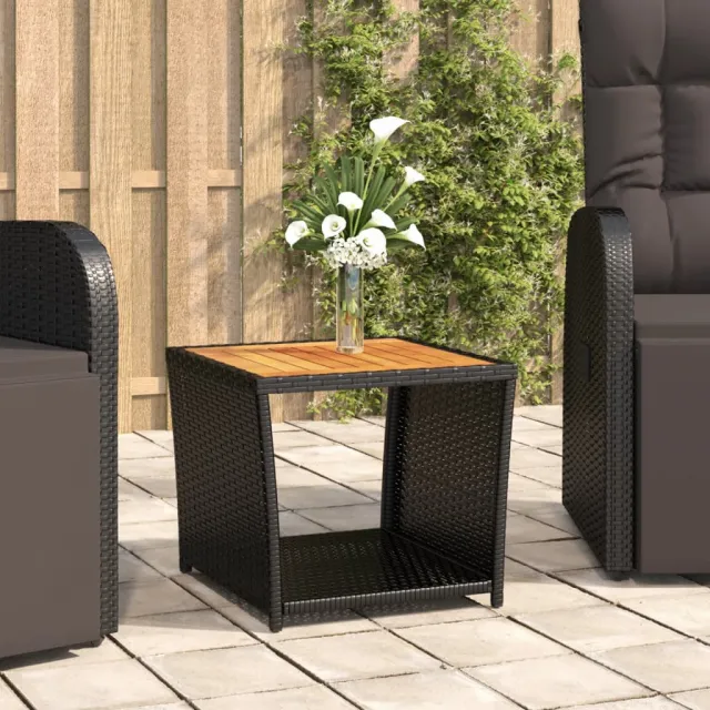 vidaXL Salontafel met houten blad poly ratten en acaciahout zwart, foto 2