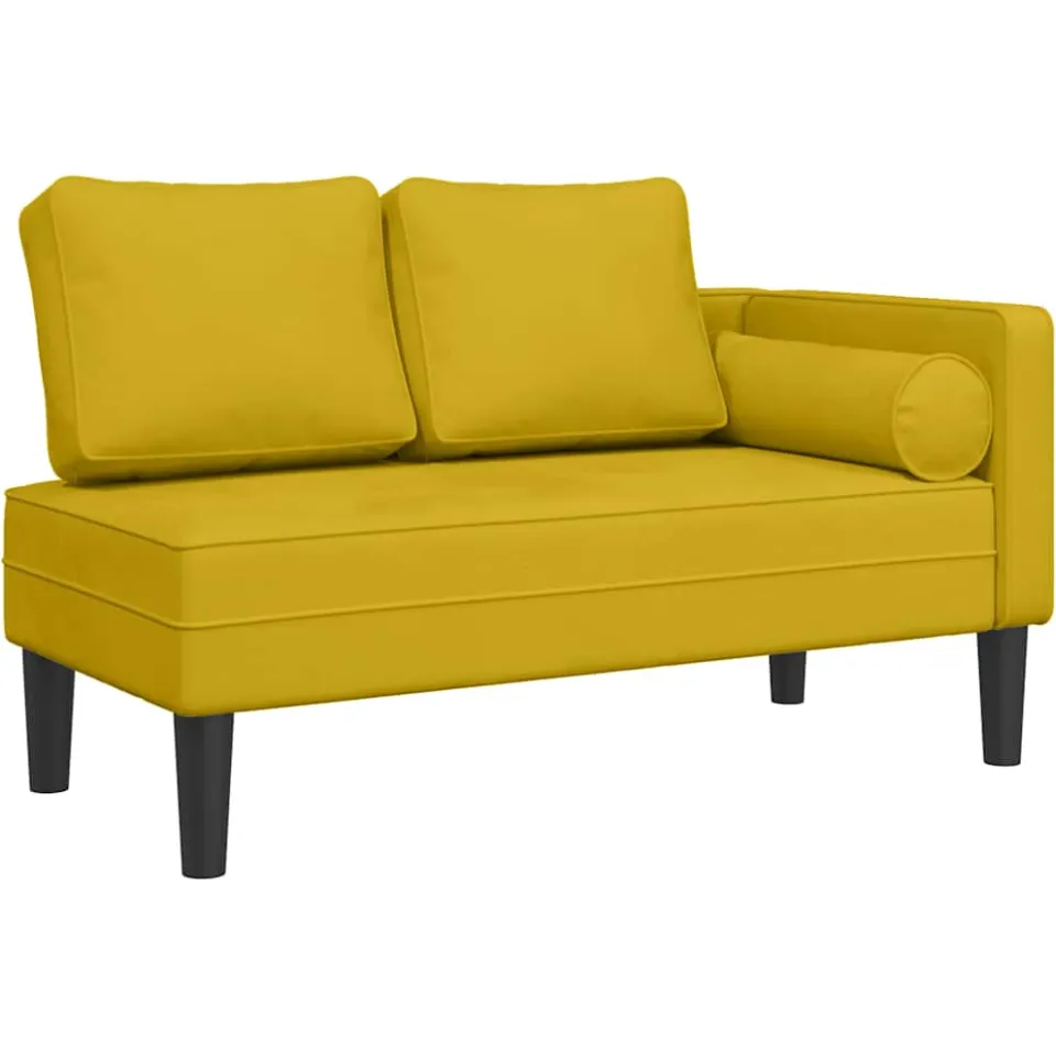 vidaXL Chaise longue met kussens fluweel geel, foto 3