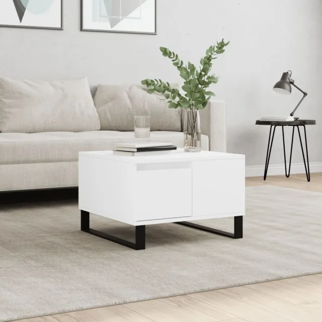 vidaXL Salontafel 55x55x36,5 cm bewerkt hout wit, foto 2