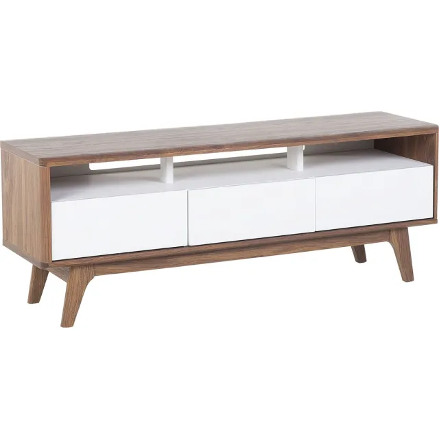 Beliani SYRACUSE - TV-meubel - Wit - MDF Bruin