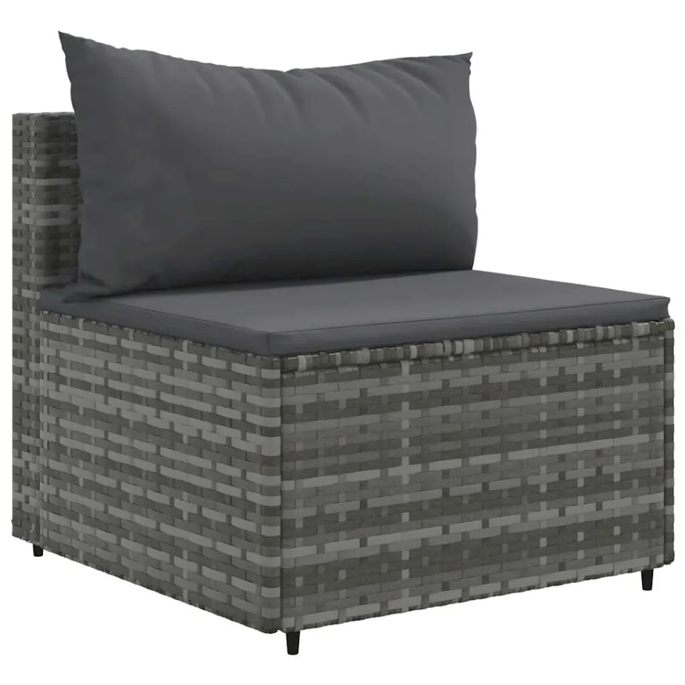 vidaXL 4-delige Loungeset met kussens poly rattan grijs, foto 4