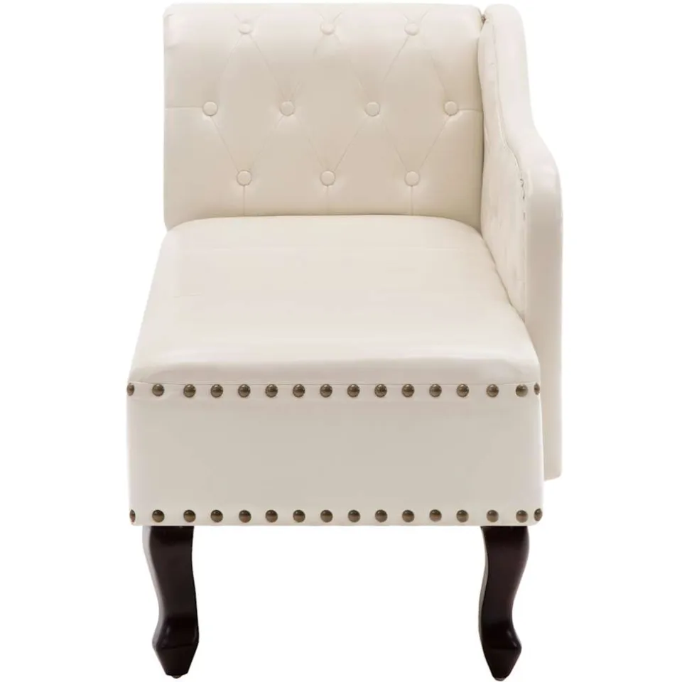 vidaXL Chaise longue kunstleer crèmewit, foto 4