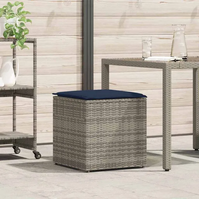 vidaXL Kussenbox met opslag Grijs 50 x 50 x 50 cm poly rattan, foto 2